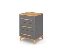 VitaliSpa Commode avec tiroirs Malia, Gris/Chêne, 60 x 88 cm