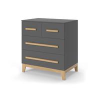 VitaliSpa Commode avec tiroirs Malia, Gris/chêne, 80x88cm avec 4 tiroirs