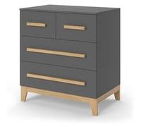 Vitalispa Commode avec tiroirs Malia, 80x88cm avec 4 tiroirs, gris/chêne