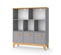 VitaliSpa Étagère pour Enfants Malia, Gris/Chêne, 98.4 x 113.4 cm