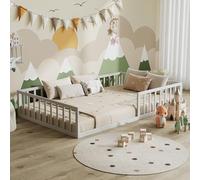 VitaliSpa Lit au Sol Minno 120x200, lit Enfant en métal, lit Montessori avec barrière de sécurité, Faible Hauteur d’accès, Blanc