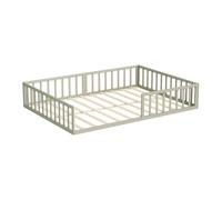 VitaliSpa Lit au Sol Minno 140x200, lit Enfant en métal, lit Montessori avec barrière de sécurité, Faible Hauteur d’accès, grège