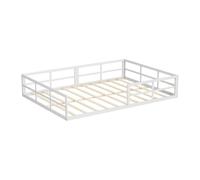 VitaliSpa Lit au Sol Minno 140x200, lit Enfant en métal, lit Montessori avec barrière de sécurité, Faible Hauteur d’accès, Blanc