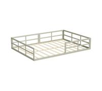 VitaliSpa Lit au Sol Minno 140x200, lit Enfant en métal, lit Montessori avec barrière de sécurité, Faible Hauteur d’accès, grège