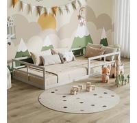 VitaliSpa Lit au Sol Minno 90x200, lit Enfant en métal, lit Montessori avec barrière de sécurité, Faible Hauteur d’accès, Blanc