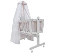 VitaliSpa Lit bébé, Blanc, 102.5x140cm avec des Roues, avec Fonction de Bascule et roulettes verrouillables