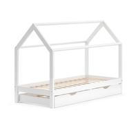 VitaliSpa lit cabane Wiki, Blanc, 90x200 cm avec lit d'appoint