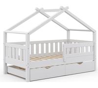 Vitalispa lit cabane Design, 80x160 cm avec lit d'appoint, Blanc