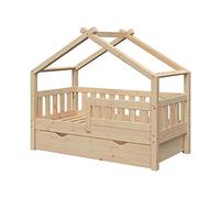 VitaliSpa Lit cabane Design, Naturel Bois, 70x140 cm