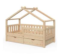 VitaliSpa Lit cabane Design, Naturel Bois, 80x160 cm