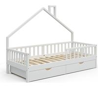 Lit cabane enfant VitaliSpa Noemi - Marque VICCO - 90x200cm - Bois massif - Tiroirs - Barrière anti-chute