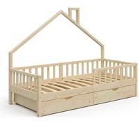 Lit cabane Noemi - VITALISPA - 90 x 200 cm - Bois massif - Naturel