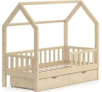 Lit enfant VitaliSpa Wiki, lit cabane, lit aire de jeux, 80 x 160, sommier à lattes inclus, 2 tiroirs