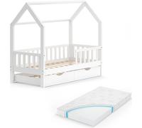Vitalispa lit cabane Wiki, 80x160 cm avec lit d'appoint et matelas, Blanc