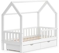 Vitalispa Lit de maison Wiki, 80x160 cm avec 2 tiroirs, Blanc