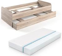 VitaliSpa Lit d'enfant Enzo, Sonoma, 90x200 cm avec Matelas