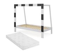 VitaliSpa Lit d'enfant Fußballtor, Blanc, 80x160 cm avec Matelas