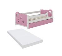VitaliSpa Lit d'enfant Jessica, Rose/Blanc, 70x140 cm avec tiroir, avec Matelas