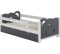 Vitalispa Lit pour enfant Jessica, 70x140 cm avec tiroir, sans matelas, Gris/Blanc