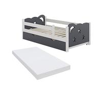 VitaliSpa Lit pour Enfant Jessica, Gris, 70x140 cm avec tiroir et Matelas