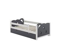 VitaliSpa Lit pour Enfant Jessica, Gris/Blanc, 70x140 cm avec tiroir, sans Matelas