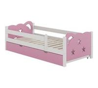 Vitalispa Lit pour enfant Jessica, 80x160 cm avec tiroir, sans matelas, Rose/Blanc