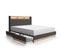VitaliSpa Lit rembourré Nura, Anthracite, 160x200 cm avec 4 tiroirs