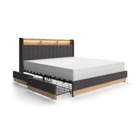 VitaliSpa Lit rembourré Nura, Anthracite, 180x200 cm avec 4 tiroirs