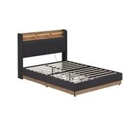 VitaliSpa Lit rembourré Nura Anthracite/chêne