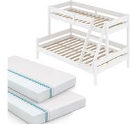 Vitalispa lit superposé Everest, 140x200 / 90x200 cm, avec 2 matelas, Blanc