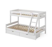 VitaliSpa Lit superposé Everest, Blanc, 120x200 / 80x200 cm avec tiroirs