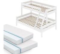 Vitalispa Lit superposé Everest, Blanc, 140x200 / 90x200 cm avec 2 matelas Blanc G