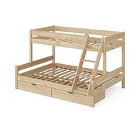 VitaliSpa Lit superposé Everest, Naturel Bois, 140x200 / 90x200 cm