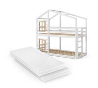 VitaliSpa Lit superposé Maja, Blanc, 90x200 cm avec 2 Matelas
