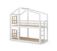 VitaliSpa Lit superposé Maja, Blanc, 90x200 cm, avec fenêtre et échelle pour Deux couchages