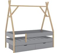 Vitalispa Lit Tipi Bali, 80x160 cm avec 2 tiroirs, Gris