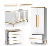 VitaliSpa Set de Chambre d'enfant Malia, Blanc/chêne, Lot de 4