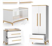 Vitalispa Set de chambre d'enfant Malia, Lot de 4, blanc/chêne/Chêne