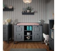 VitaliSpa Table à Langer Ajaton, Gris, 133x98.4cm avec 4 tiroirs, Convient aux Matelas à Langer Standards jusqu'à 85 cm