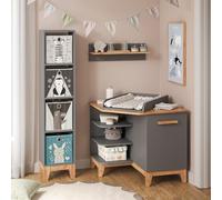 VitaliSpa Table à Langer Malia, Gris/Artisan, 85x85.2cm avec Porte, Plan à Langer Amovible pour Une Utilisation comme Commode d’Angle