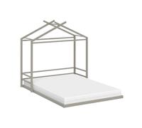 VitaliSpa Vicco Lit cabane Roofy, Grège, 140x200 | avec matelas