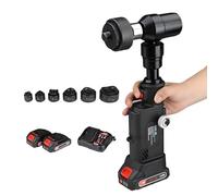 VitalisWorks Poinçonneuse hydraulique à Course de 22 mm, avec décharge de Pression Automatique, 6 Matrices (Φ22-60 mm) et Batterie 21 V 2 x 2500 mAh, sans Fil, pour Acier Q235