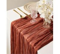 Vitalizart Chemin de Table en Toile Terre Cuite 88,9 x 305 cm Nappe Rustique en Tissu Gaze Transparent Couverture de Table de Mariage Boho Décoration de Table pour Festival, Fête et Anniversaire