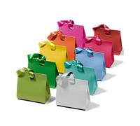 Vitalizart Petits Sacs Cadeaux 20 cm × 9 cm × 18 cm Avec Poignées Ruban, Lot de 10 Couleurs Mélangées Sacs Cadeaux en Papier Réutilisables Pour Anniversaire, Baby Shower, Mariage, Baptême, Noël