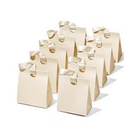 Vitalizart Petits Sacs Cadeaux Blancs avec Poignées en Ruban, Sacs en Papier pour Emballer des Cadeaux, Fêtes d'Anniversaire pour Enfants, Mariage, Noël, 15 cm x 9 cm x 18,5 cm