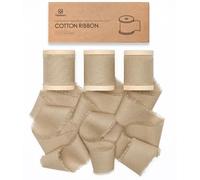 Vitalizart Ruban de Coton 3,8 cm x 13,7 m Kaki, Rubans à Franges Faits à la Main pour l'Emballage de Cadeaux, les Invitations de Mariage, les Bouquets, les Décorations de Noël
