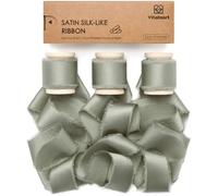 Vitalizart Ruban de Satin à Franges Vert Poudré 2.5 cm x 13.7 m, Ruban Tissu Fait Main pour Emballage Cadeau, Bouquets de Mariage, Décorations de Fête