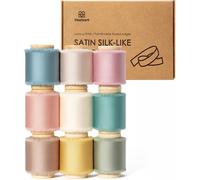 Vitalizart Ruban de Satin Soyeux 9 Couleurs 3,8 cm x 41,1 m, Rubans Effilochés en Tissu à Franges Faits à la Main pour l'Emballage de Cadeaux, les Décorations Festives, les Bouquets de Mariées
