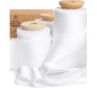 Vitalizart Ruban de Satin Soyeux Blanc 3,8 cm x 13,7 m, Rubans Effilochés en Tissu à Franges Faits à la Main pour l'Emballage de Cadeaux, les Décorations Festives, les Bouquets de Mariées