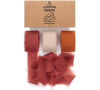 Vitalizart Ruban en Mousseline Terracotta & Nude 2,5 cm x 19,2 m, Ruban en Tissu à Franges, Ruban Soyeux pour Invitations de Mariage, Bouquets de Mariée, Décorations, Emballages Cadeaux
